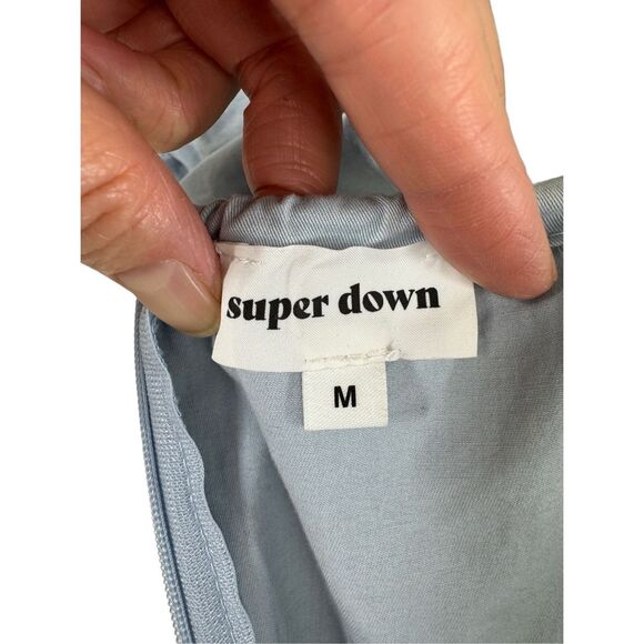 Superdown Blue Short Puff Sleeve Mini Dress Size M V-neck Party - Picture 3 of 11